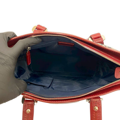 Christian Dior Trotter Pattern Canvas Leather Handbag Tote Bag
