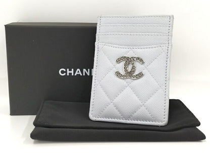 Chanel Card Case Coco Marc Caviar Skin Ice Blue Ap3835
