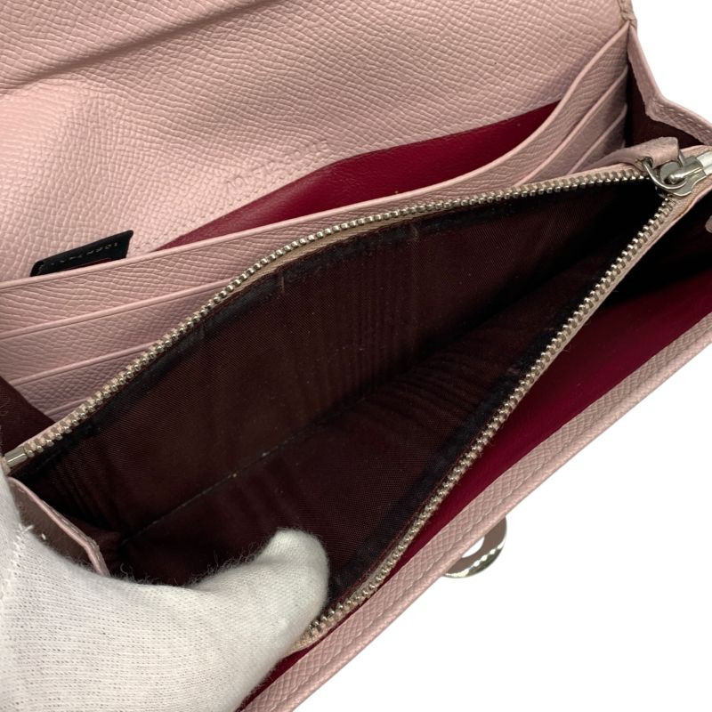 1652 Bvlgari Long Wallet Leather Pink Wallet Silver Hardware 30415