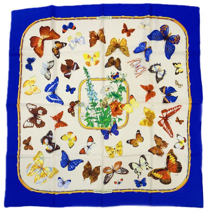 Hermes Carre 90 Farandole Dances Of Provence Blue And Multicolor Scarf Silk