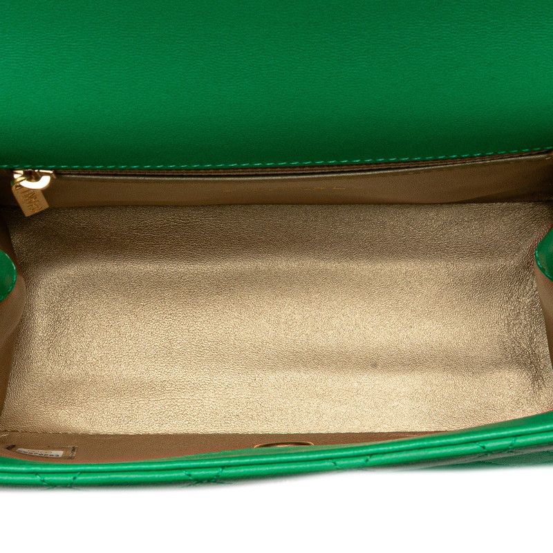 Chanel Matelasse Coco Mark Top Handle Shoulder Bag Tote Bag 2WAY Green Gold