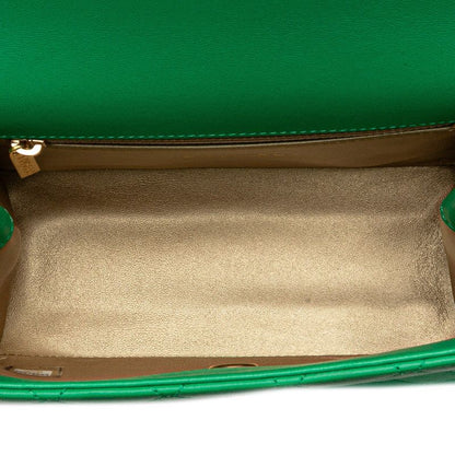 Chanel Matelasse Coco Mark Top Handle Shoulder Bag Tote Bag 2WAY Green Gold