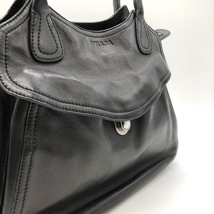 Prada Handbag Shoulder Bag Black Leather Women's Branded Fashion