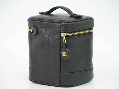 Authentic Chanel Coco Mark Vanity Bag Handbag Cosmetic Pouch Caviar Skin