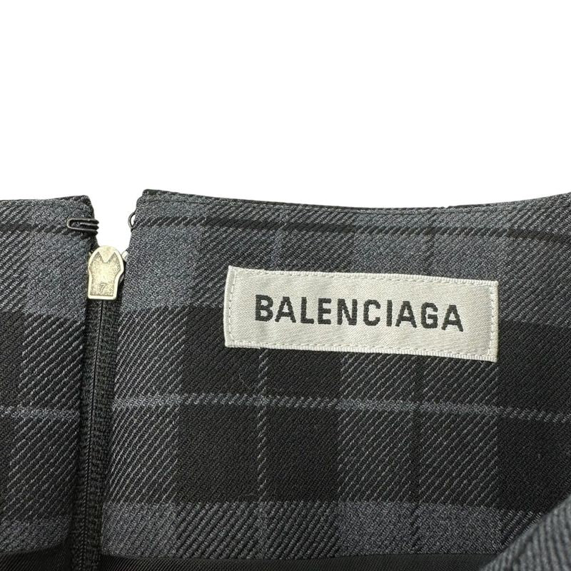 Balenciaga 19ss Plaid Draping Skirt Checked 3d Cut Skirt 34(xs) Gray×black
