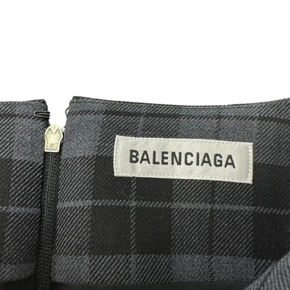 Balenciaga 19ss Plaid Draping Skirt Checked 3d Cut Skirt 34(xs) Gray×black
