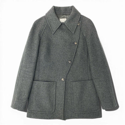 Celine Vintage Collarless Coat Wool Cashmere Blend Outer 38 Gray — view 2