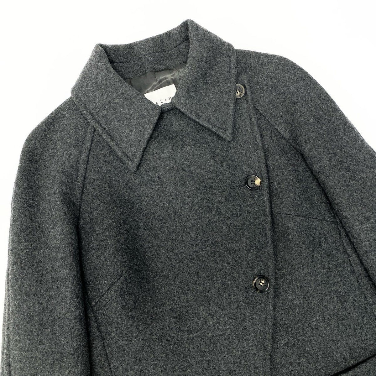 Celine Vintage Collarless Coat Wool Cashmere Blend Outer 38 Gray — view 5