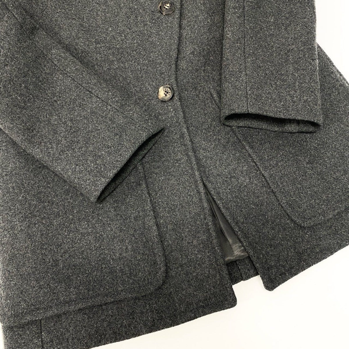 Celine Vintage Collarless Coat Wool Cashmere Blend Outer 38 Gray — view 6