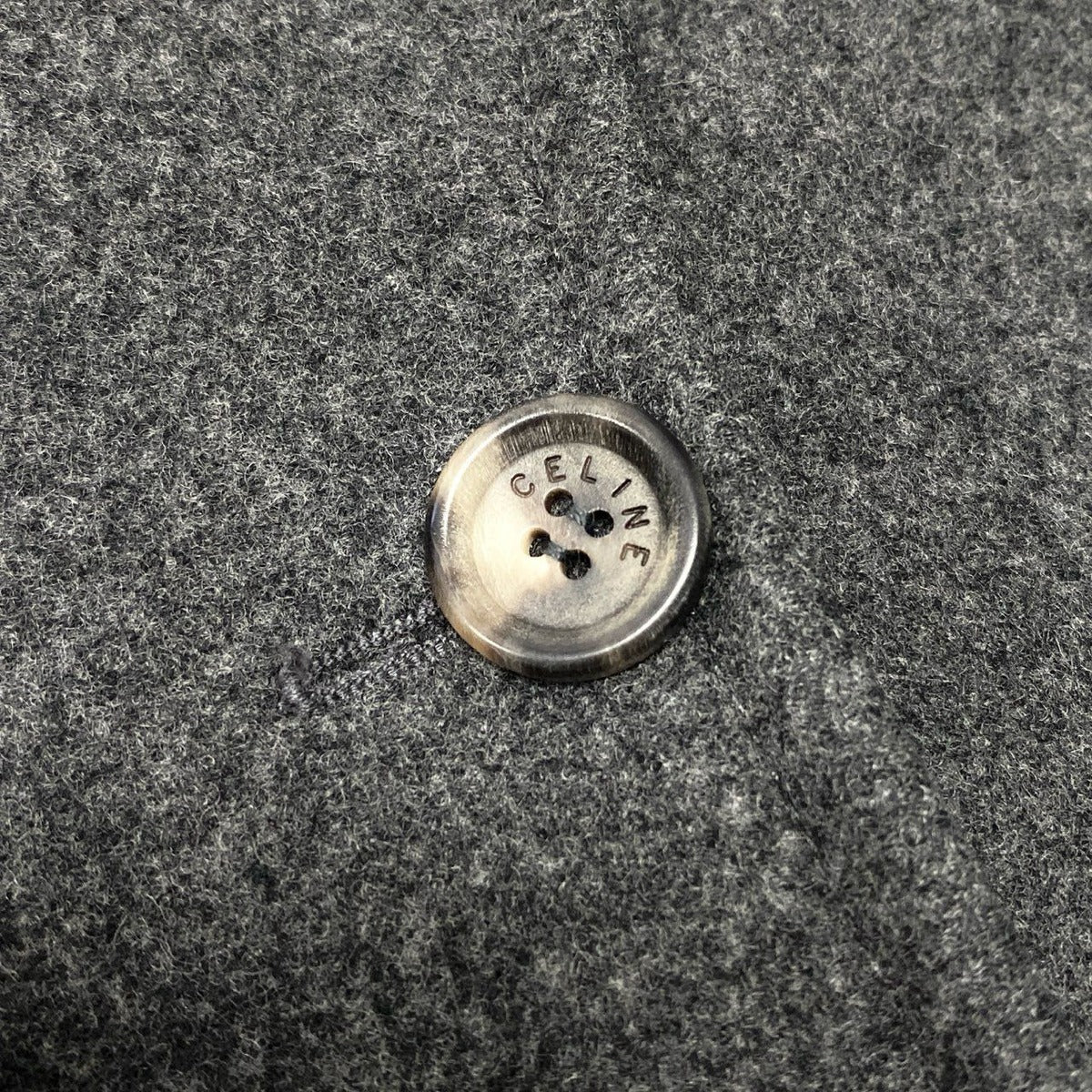 Celine Vintage Collarless Coat Wool Cashmere Blend Outer 38 Gray — view 7