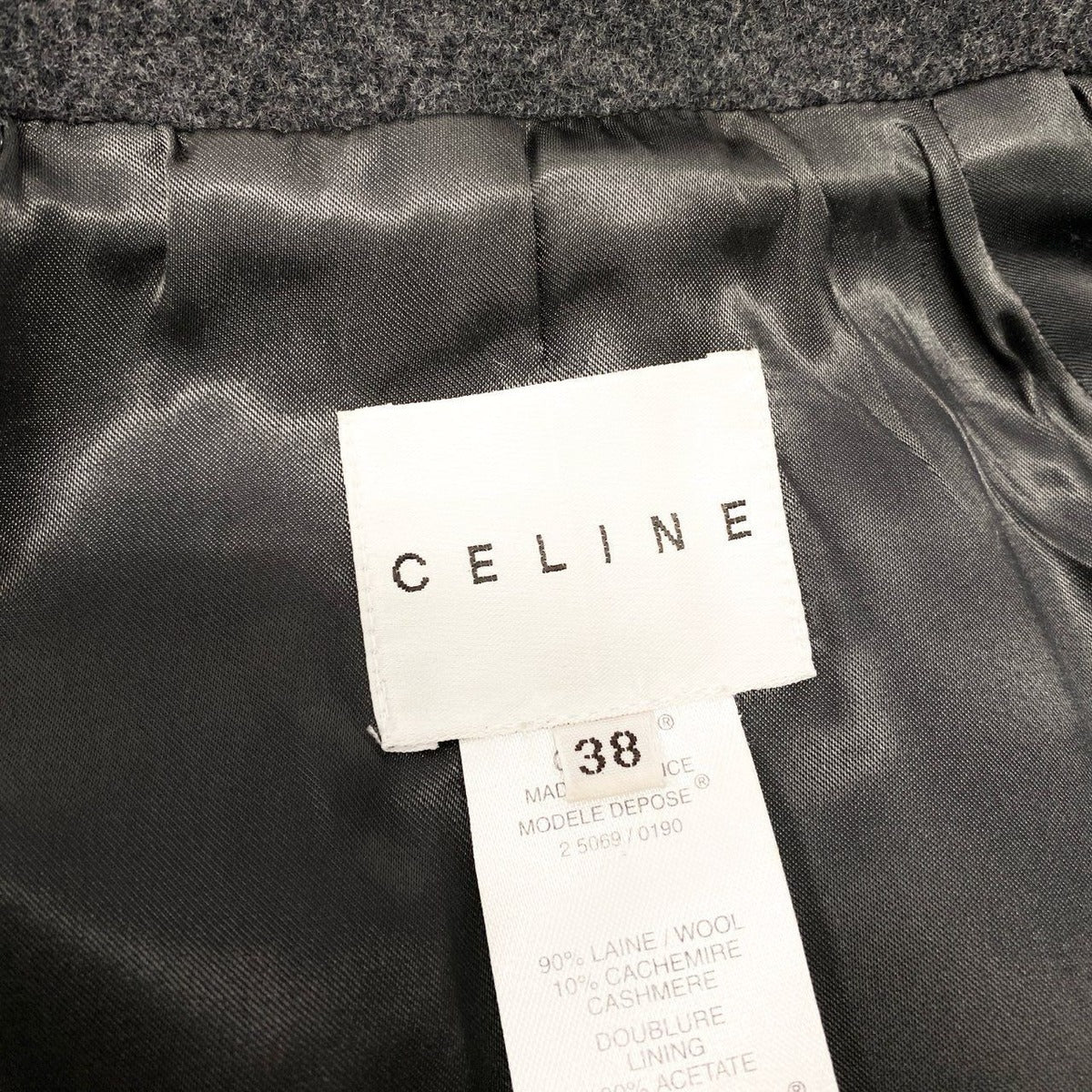 Celine Vintage Collarless Coat Wool Cashmere Blend Outer 38 Gray — view 9
