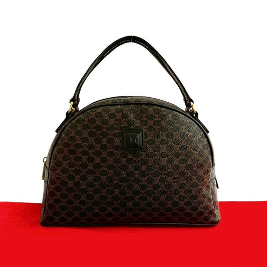 Celine Vintage Macadam Blason Triomphe Pattern Leather Handbag Mini Boston Bag
