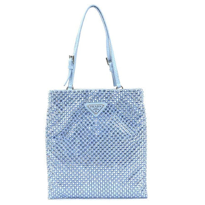 Prada Handbag Satin Blue Light