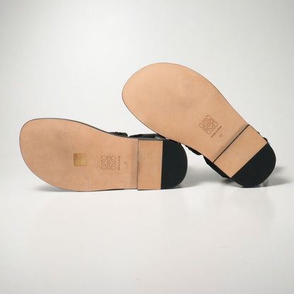 Loewe Sandals Size 43 Gladiator Sandals Shoes Leather Black Made In