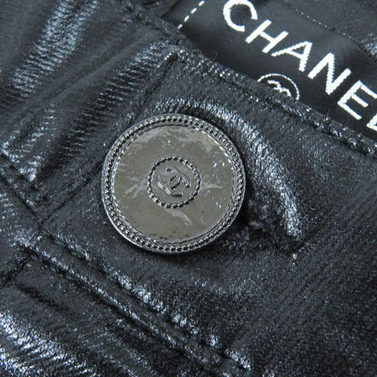 CHANEL P50636 Coco Mark Button Coated Pants Blackish 40 Genuine
