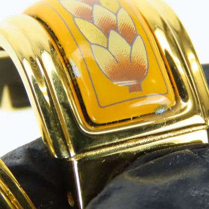 Hermes Earring Emile Metal Yellow Gold Cloisonne Flower Plated Ladies Women