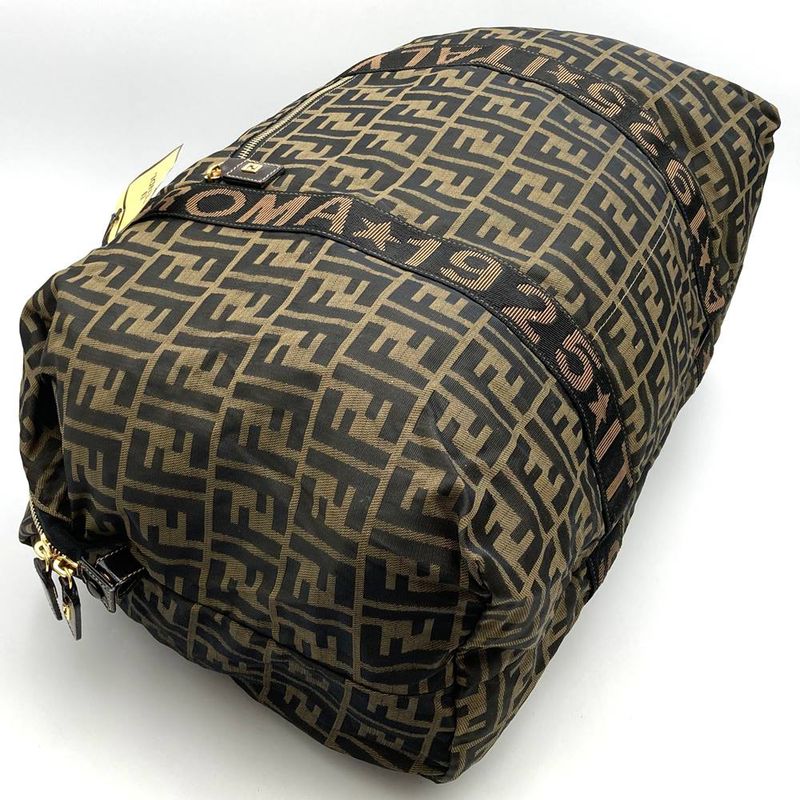 Fendi Zucca Boston Bag Nylon Brown Women Men