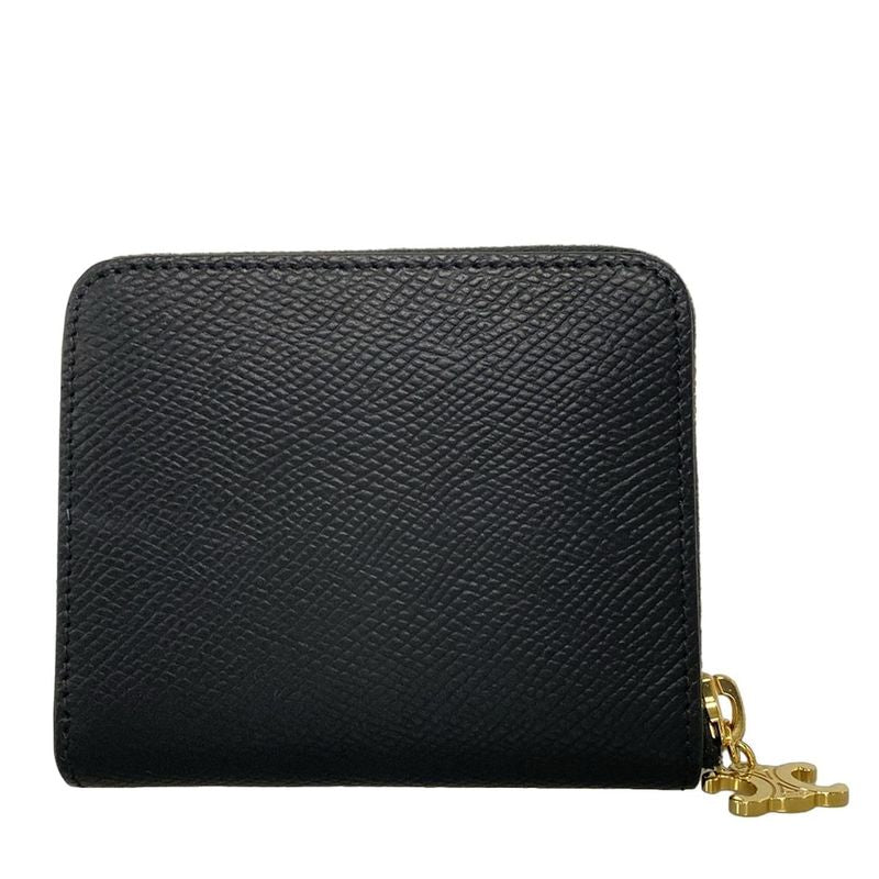 Celine Bifold Wallet Small Zip Wallet Triomphe Charm 10n993fvo38no Black Round