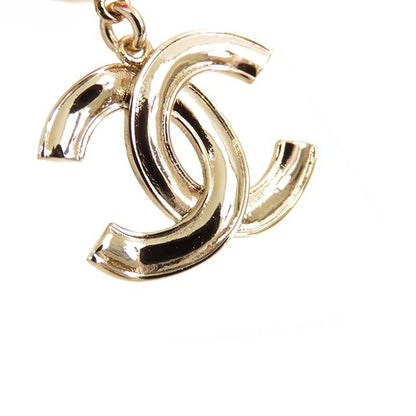 Chanel Earrings Gold Red Metal CC Logo — view 6