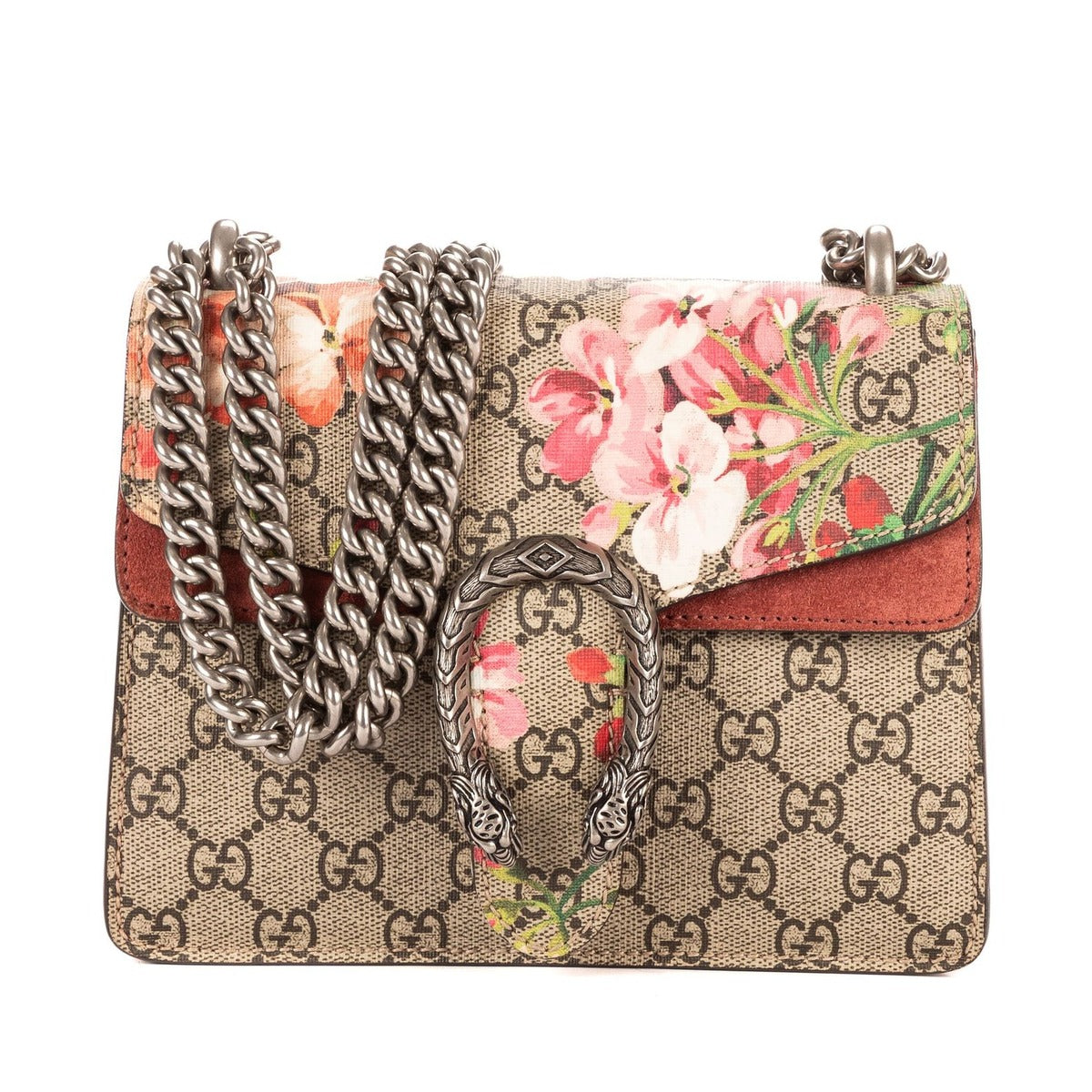 Gucci Blooms Dionysus Beige Burgundy Supreme Canvas Shoulder Bag
