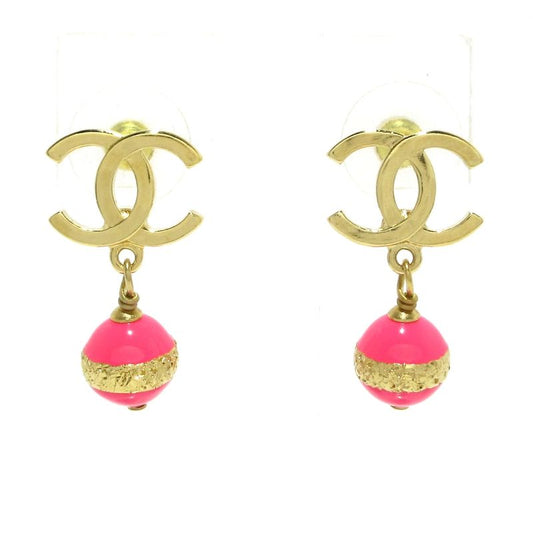 Chanel Earrings - Gold And Pink Coco Mark