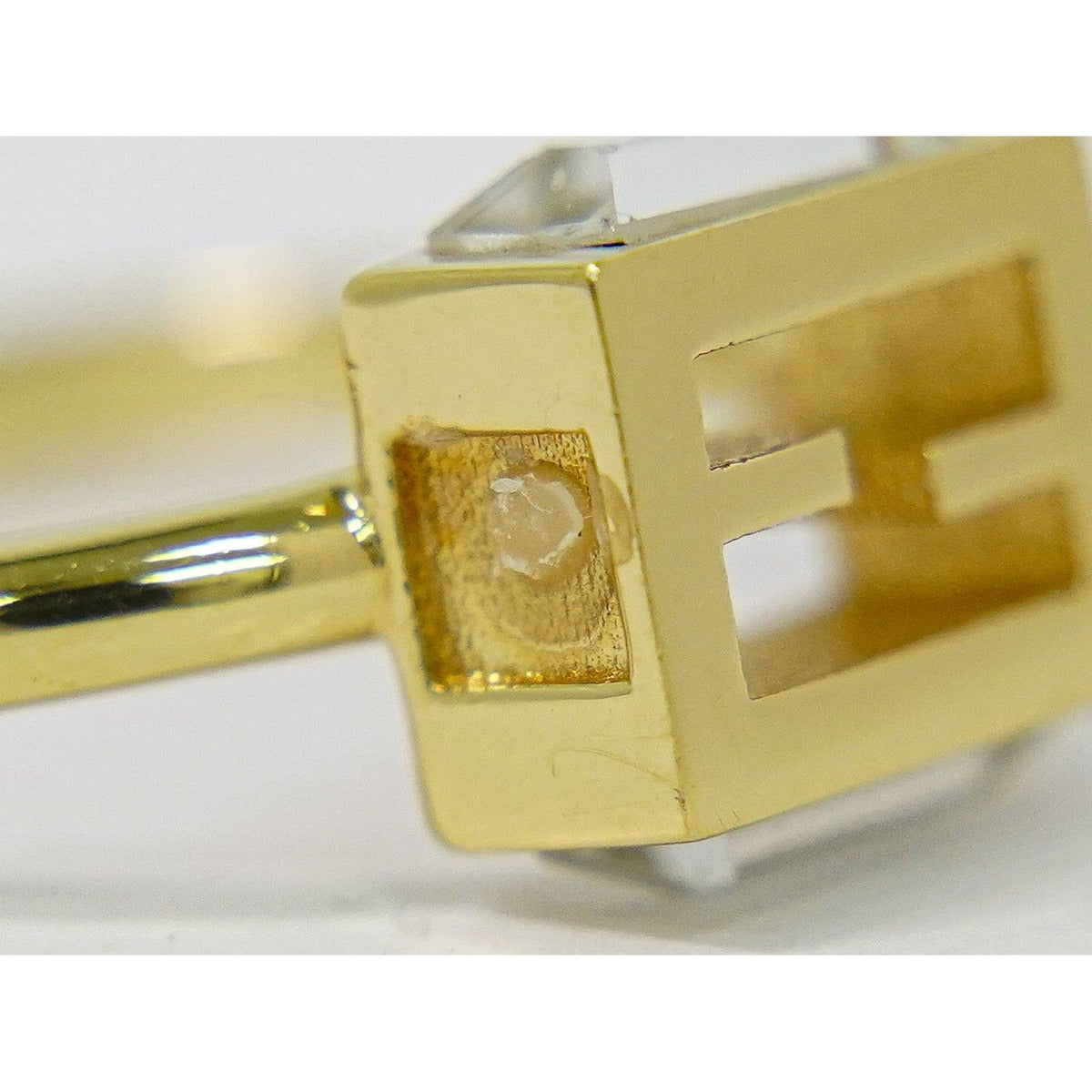 Fendi FF Logo Crystal Stone Ring Gold Plated — view 6