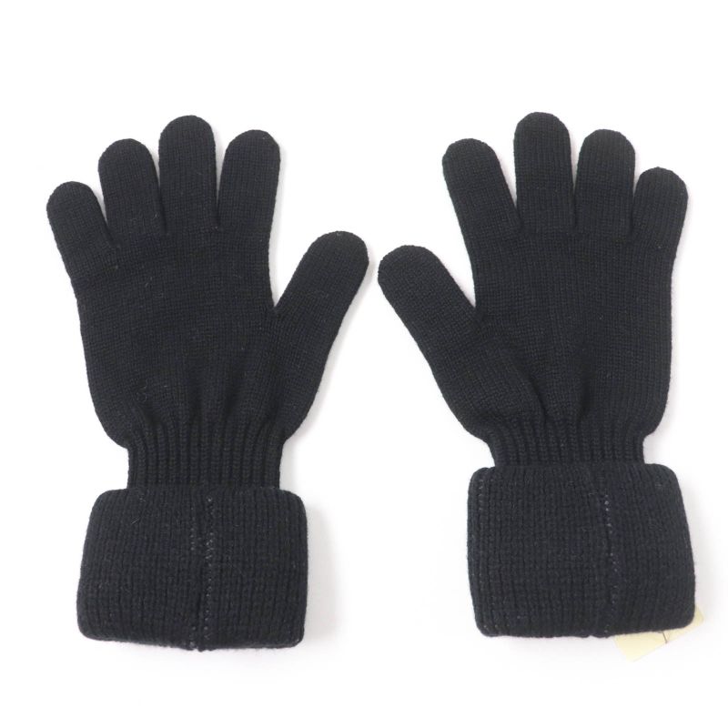 Hermes 100% Cashmere Margiela Period H Logo Knit Gloves Black SM Made In Italy
