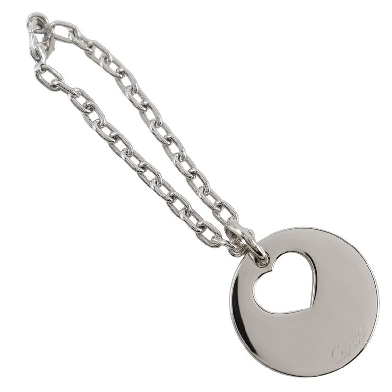 Cartier Heart Bag Charm Metal Silver Ladies Key Holder