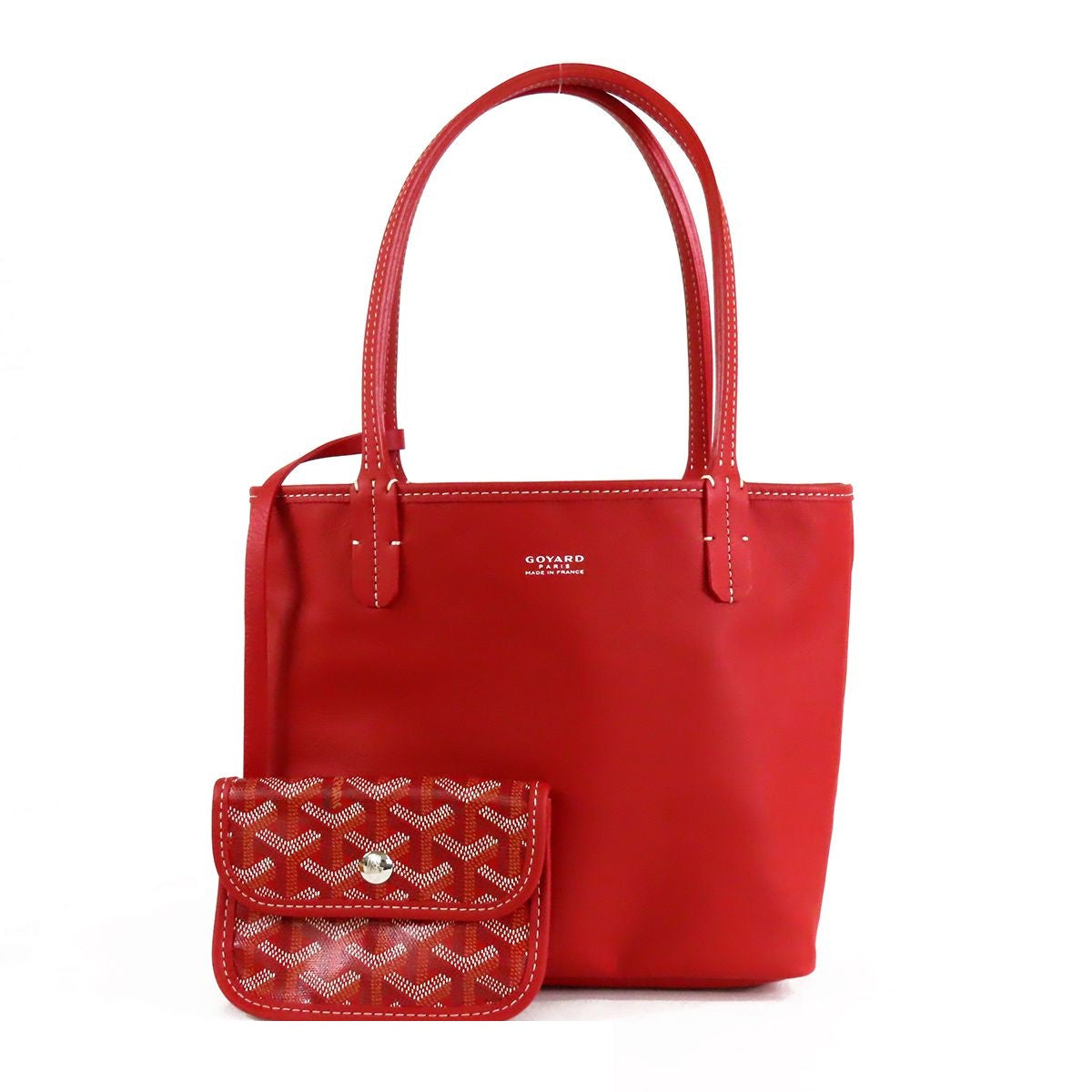 Goyard Anjou Mini Rouge Red Canvas Leather Reversible Tote Bag — view 6