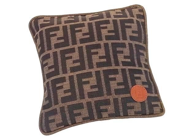Fendi Zucca Pattern Nylon Canvas Cushion Interior Brown Av9112