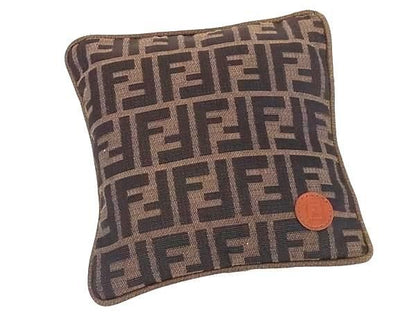 Fendi Zucca Pattern Nylon Canvas Cushion Interior Brown Av9112