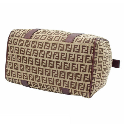 Fendi Beige Brown Canvas Leather Zucchino Pattern Mini Boston Bag — view 4