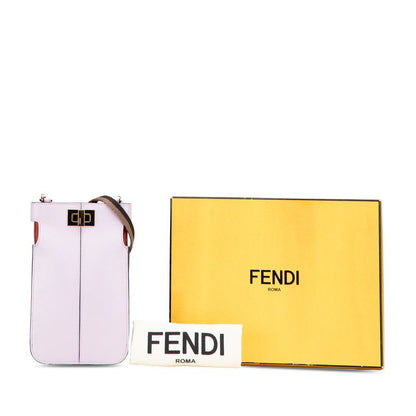 Fendi Peek-a-phone Shoulder Bag Phone Case Purple Brown Leather Women's Fendi