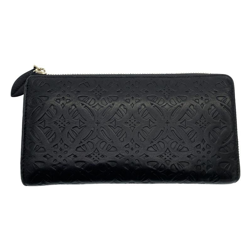 Loewe Anagram Repeat L Zip Leather Wallet Black