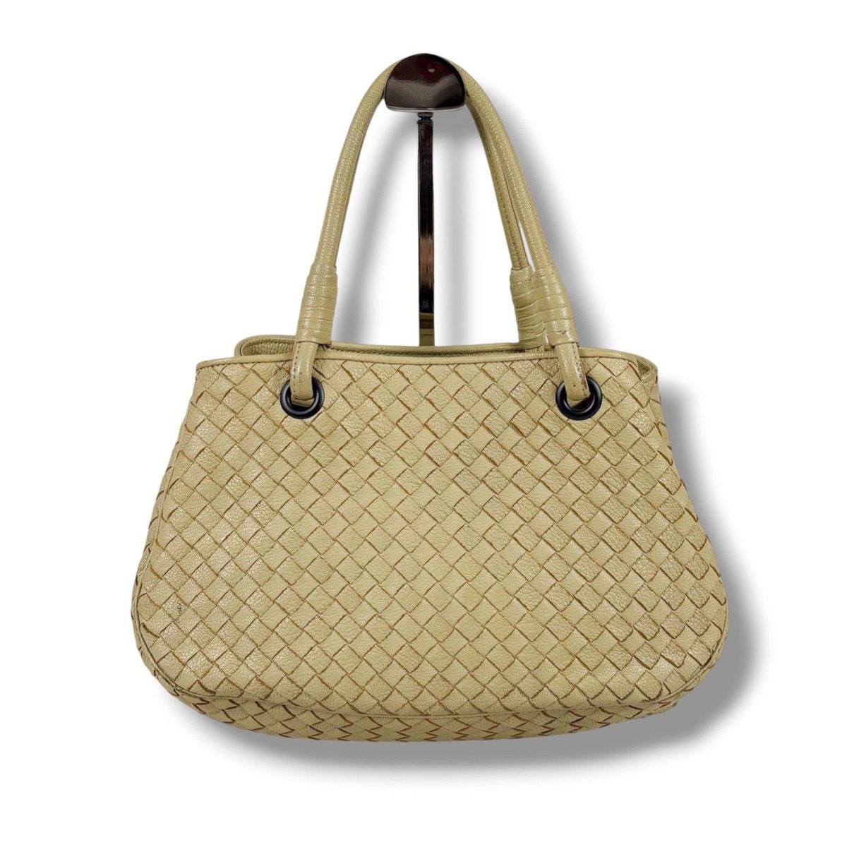 Bottega Veneta Intrecciato Leather Satchel Handbag Beige — view 12