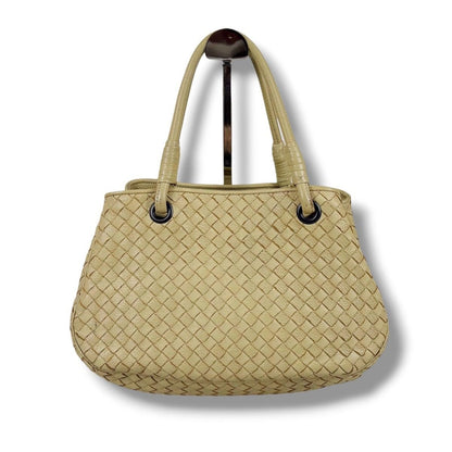 Bottega Veneta Intrecciato Leather Satchel Handbag Beige — view 12