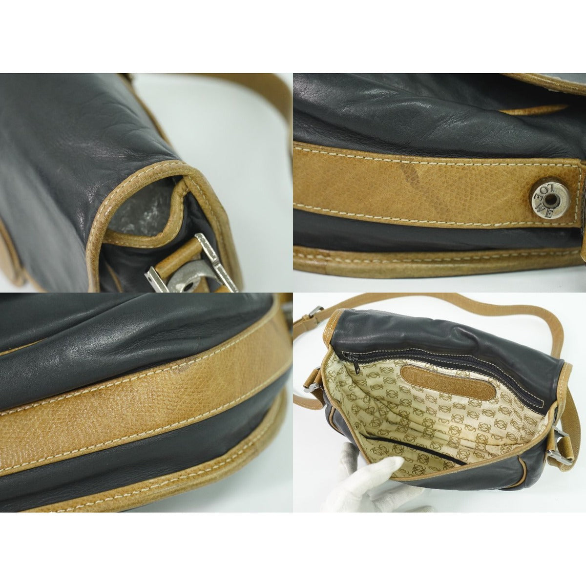 Loewe Anagram Shoulder Bag Pochette Leather Black Outside — view 8