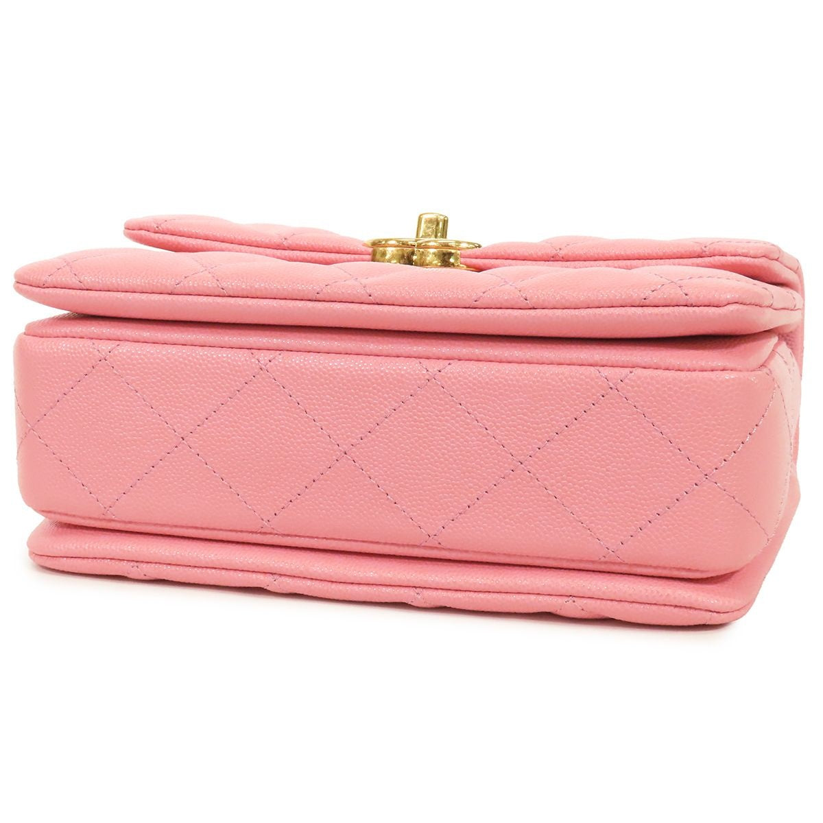 Chanel Chain Pink Gold Caviar Leather Quilted 20 Single Flap Shoulder Bag — view 3