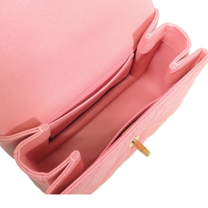 Chanel Chain Pink Gold Caviar Leather Quilted 20 Single Flap Shoulder Bag — view 5