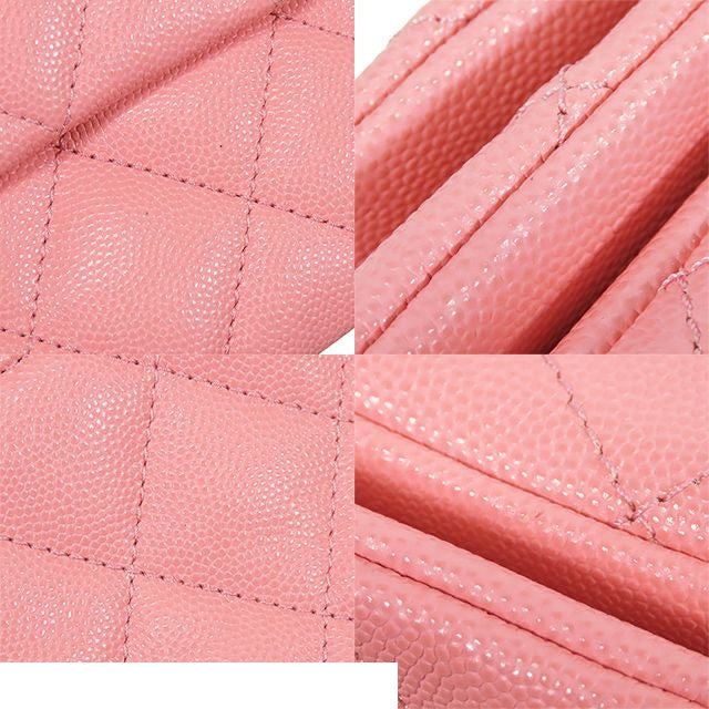 Chanel Chain Pink Gold Caviar Leather Quilted 20 Single Flap Shoulder Bag — view 6