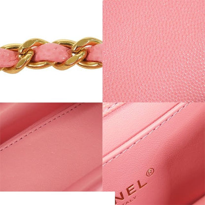 Chanel Chain Pink Gold Caviar Leather Quilted 20 Single Flap Shoulder Bag — view 7
