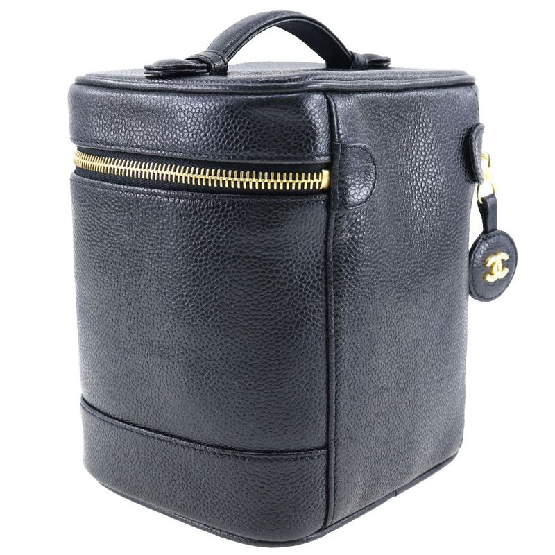 Chanel Vanity Coco Mark Caviar Skin Black Ladies Handbag