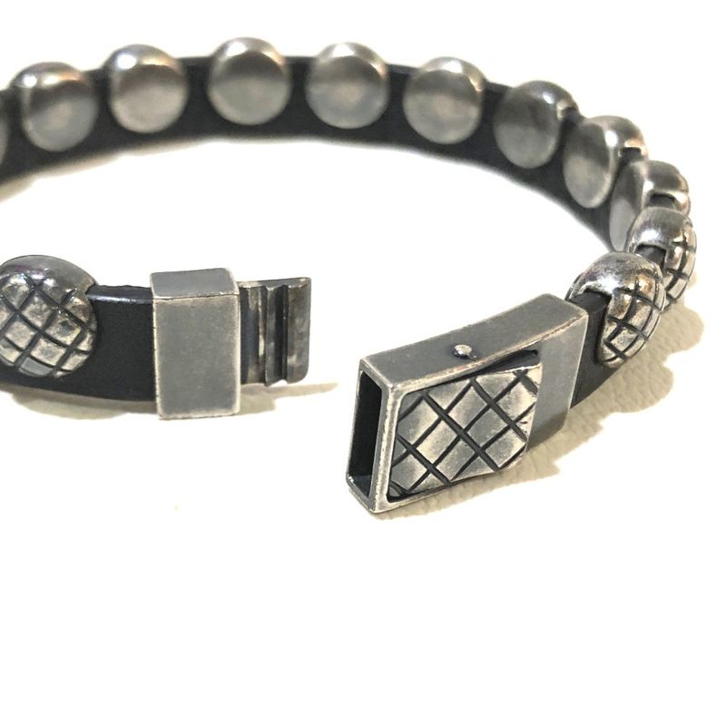Bottega Veneta Bracelet Intrecciato Ag925 Silver And Black