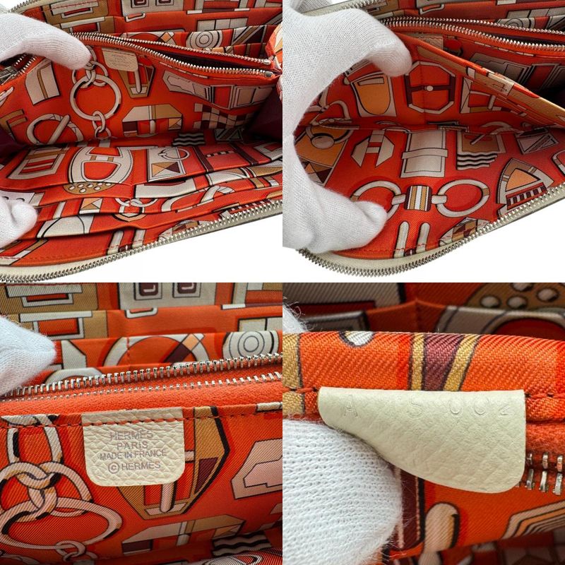 Hermes Azap Long Silk Inn Round Zipper Long Wallet Branded Card Holder Coin