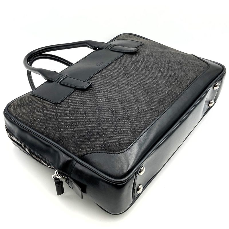 Gucci 101666 Handbag Business Bag Black GG Canvas Women Men Fashion  Gift