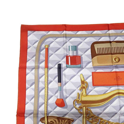 Hermes Carre 90 Scarf Beaute Composee 100% Silk Orange Brown