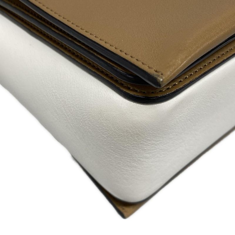 Celine Shoulder Bag Frame Medium Beige And Brown Leather