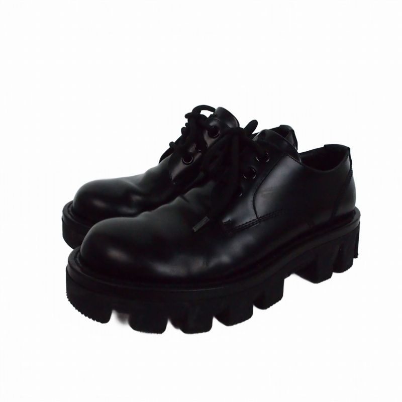 Louis Vuitton Checkered Loafers Lace Up Shoes Leather 6.5 Black