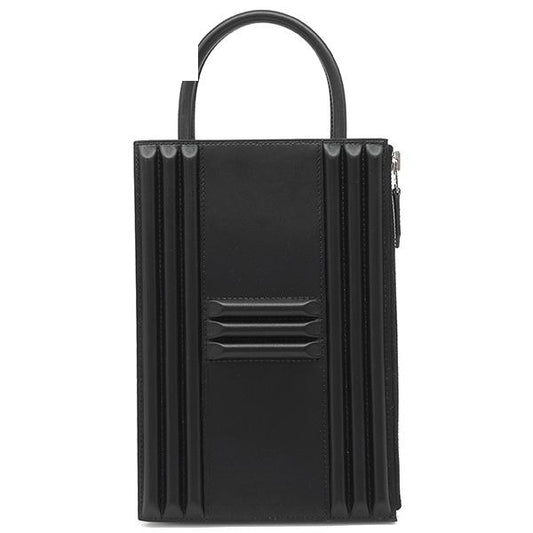 Hermes Handbag Cadenas Bag Tadelaqt Black Silver Hardware U Mark