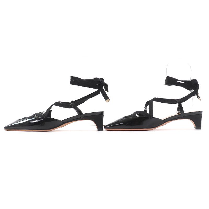 Christian DIOR D-envol Patent Leather Square Toe Lace Up Pumps Black 36 With